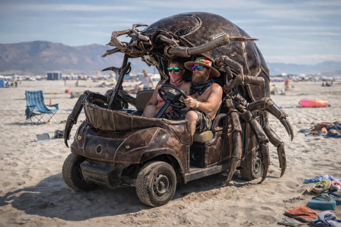 Spider art car on the playa